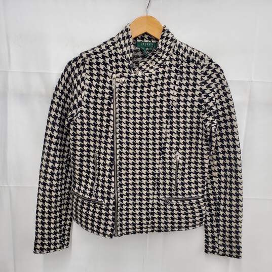Ralph Lauren Checkered 100% Lambs Wool Full Zip Jacket Size SM image number 1