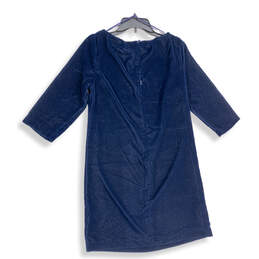 NWT Womens Blue Round Neck 3/4 Sleeve Back Zip Shift Dress Size 6 alternative image