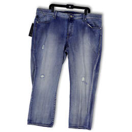 NWT Womens Blue Distressed Relaxed Fit Slim Leg Boyfriend Jeans Size 22W