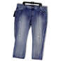 NWT Womens Blue Distressed Relaxed Fit Slim Leg Boyfriend Jeans Size 22W image number 1