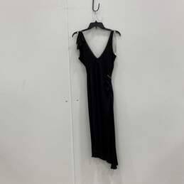Womens Black V-Neck Zipper Sleeveless Asymmetrical Hem Sheath Dress Size 6