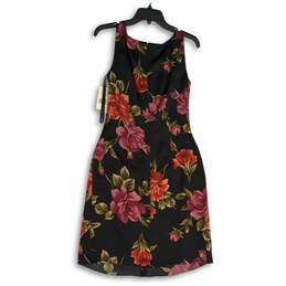NWT Liz Claiborne Womens Multicolor Floral Sleeveless Back Zip Sheath Dress Sz 4 alternative image