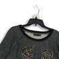 NWT Womens Gray Black Knit Sequin Round Neck Pullover Sweatshirt Size 1X image number 3