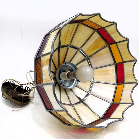 Vintage Hanging Slag Glass Stained Glass Style Ceiling Swag Lamp image number 2