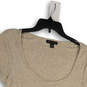 Womens Beige Stretch Scoop Neck Short Sleeve Pullover T-Shirt Size Large image number 3