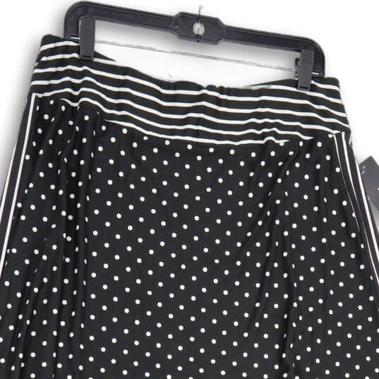NWT Womens Black White Polka Dot Flat Front Pull-On Maxi Skirt Size XL image number 3
