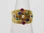 Elegant 14K Yellow Gold Ruby Sapphire & CZ Multi Band Ring 5.2g image number 1