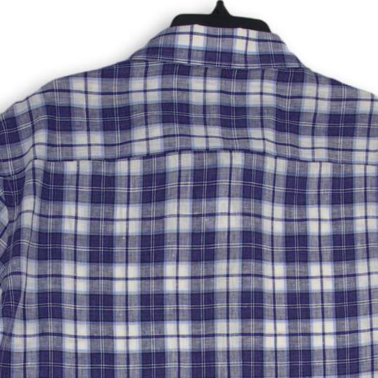 Joseph Abboud Mens Blue Plaid Short Sleeve Spread Collar Button-Up Shirt Sz XXL image number 4