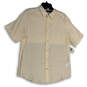 NWT Mens White Short Sleeve Pointed Collar Button-Up Shirt Size Large image number 1