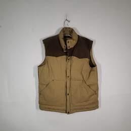 Mens Cotton Mock Neck Sleeveless Front Pockets Full-Zip Puffer Vest Size Medium