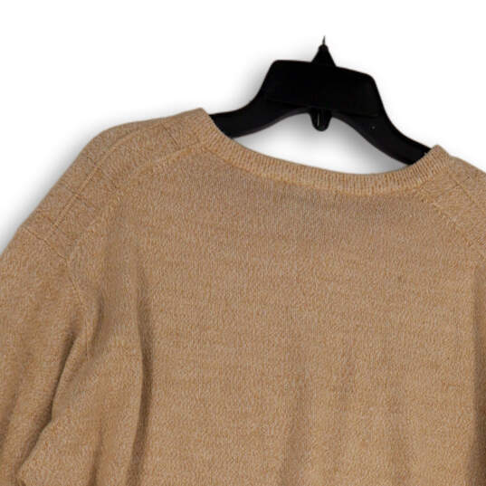 Mens Tan Stretch V-Neck Long Sleeve Classic Pullover Sweater Size XL image number 4