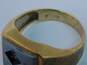 Vintage 10K Gold Etched Warrior Intaglio Hematite & Empty Setting Brushed Wide Ring 7.8g image number 5