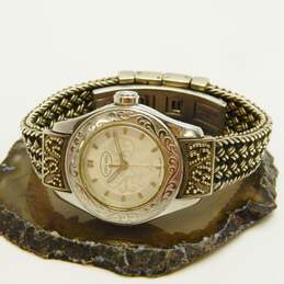 Lois Hill 0026 Watch w/ Scroll Engraved Bezel Sterling Silver Handwoven Textile Weave Band 78.9g alternative image