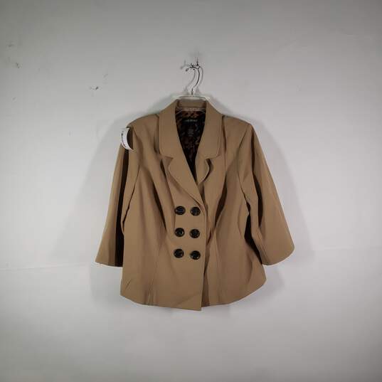 Womens Double Breasted Notch Lapel Long Sleeve Pea Coat Size 18 image number 1