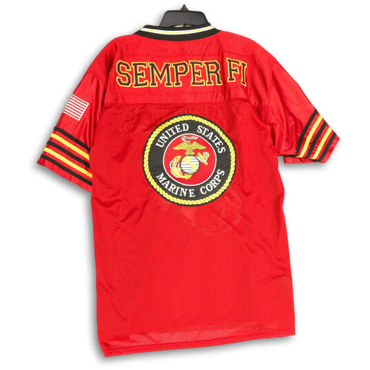 NWT Mens Red Yellow United States Marines Semper Fi Football Jersey Size M image number 2