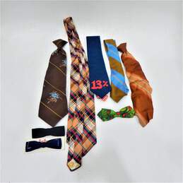 Vintage Men's Regular & Clip On Neckties Silk Cotton Blend Stripes Floral Print Bowtie