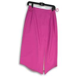 Anthropologie Womens Pink Leather Flat Front Knee Length A-Line Skirt Size 0
