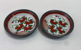 Vintage Hand Painted Pewter Bowls Lot of 2 Oriental Porcelain Decorative Bowls alternative image