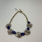 NWT Designer J. Crew Gold-Tone Clear Blue Crystals Statement Necklace image number 1