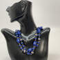 Designer J. Crew Double Strand Blue Beaded Classic Statement Necklace image number 1