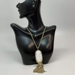 Designer Kendra Scott Gold-Tone Rayne Mother Of Pearl Pendant Necklace