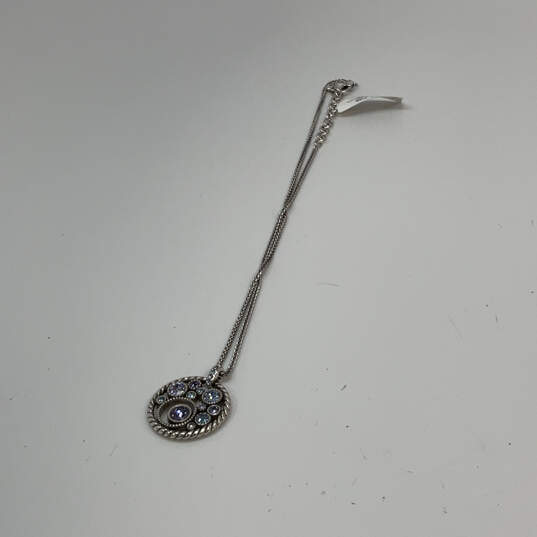 Designer Brighton Silver-Tone Blue Crystal Stone Round Pendant Necklace image number 3