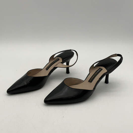 Womens Black Pointed Toe Slip-On Stiletto Heel Slingback Sandals Size 7M image number 2
