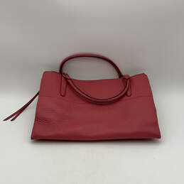 Womens Pink Leather Detachable Strap Triple Pockets Zipper Satchel Bag
