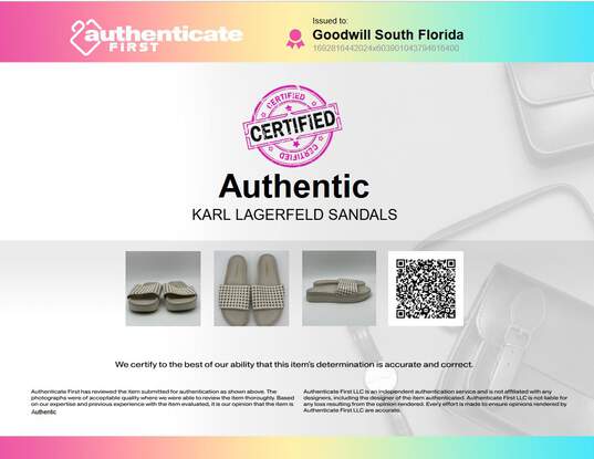 Authentic Womens Kaylee Beige Embellished Slip On Slide Sandals Size 9.5 image number 2