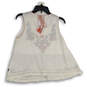 NWT Womens White Sleeveless Embroidered Tunic Tank Top Size XS image number 2