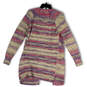 Womens Multicolor Knitted Pockets Open Front Cardigan Sweater Size Small image number 2