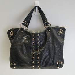 Michael Kors Uptown Black Leather Gold Studded Tote Bag