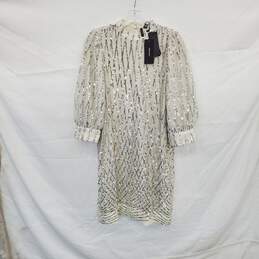 Vero Moda VM Crystal Birch Silver Sequin Embellished 2/4 Short Dress WM Size M NWT