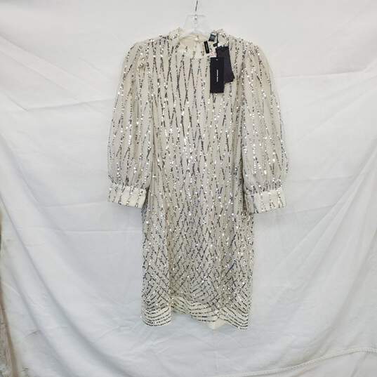 Vero Moda VM Crystal Birch Silver Sequin Embellished 2/4 Short Dress WM Size M NWT image number 1