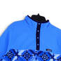 Womens Blue Heritage Fleece Snap Neck Long Sleeve Pullover Top Size 2XL image number 3