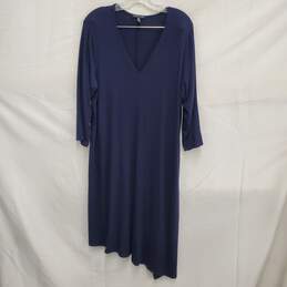 Eileen Fisher WM's Tencel Lyocell 3/4 Sleeve V-Neck Blue Stretch Dress Size XL
