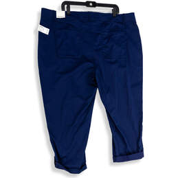 NWT Womens Navy Blue Signature Fit Flat Front Mid Rise Capri Pants Size 22W alternative image