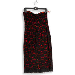 NWT Womens Black Red Lace Strapless Side Zip Bodycon Dress Size 10 alternative image