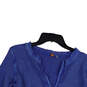 NWT Womens Blue Waffle Knit Henley Neck One Colt Thermal Blouse Top Size L image number 3