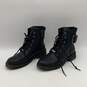 Womens Black Leather Round Toe Lace Up Ankle Biker Boots Size 7.5 image number 2
