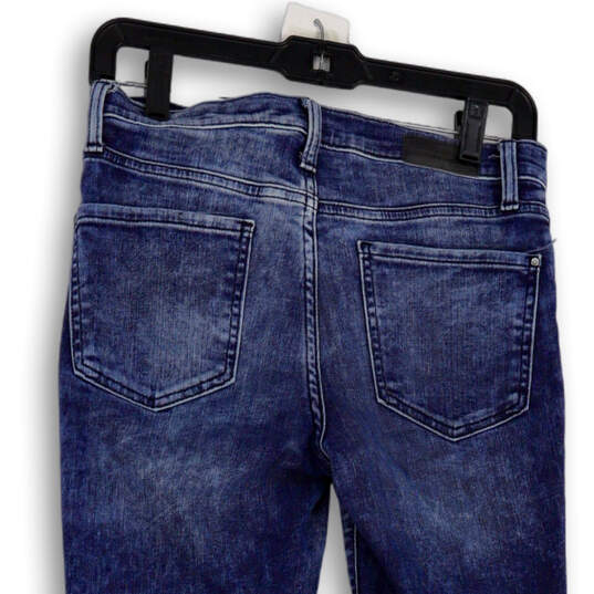 Womens Blue Denim Stretch Medium Wash Pockets Skinny Leg Jeans Size 6 image number 4