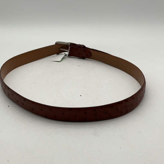 NWT Mens 35016 Brown Leather Adjustable Metal Buckle Waist Belt Size 38 image number 2