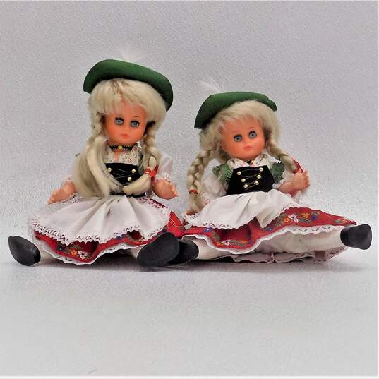 2 Vintage Hans Volk Germany Collectible Play Dolls 12 Inch Blonde Hair W/ Braids Sleepy Eyes image number 2