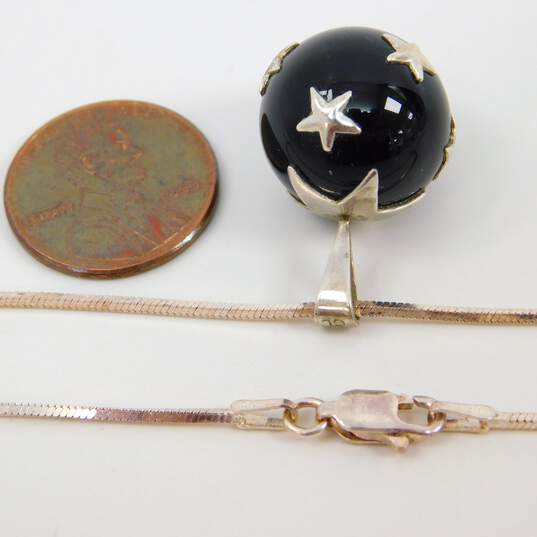 Celestial 925 Sterling Silver Moon & Star Drop Earrings Pendant Necklace & CZ Bracelet 27.6g image number 7