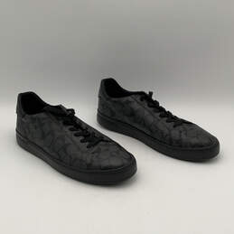Mens G4949 Black Signature Print Round-Toe Lace-Up Sneaker Shoes Size 13D