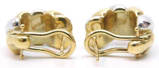 14K Yellow & White Gold Puffed Cable Curved Omega Clip Post Earrings 4.1g image number 5