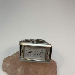 Designer Skagen Silver-Tone Dual Time Rectangle Dial Analog Wristwatch