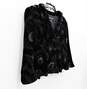 GIORGIO ARMANI Black Velvet with Blue & Teal Floral Print Peplum Blazer Jacket Size 48 EU with COA image number 3
