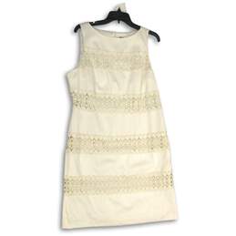NWT Ann Taylor Womens White Round Neck Sleeveless A-Line Dress Size 14