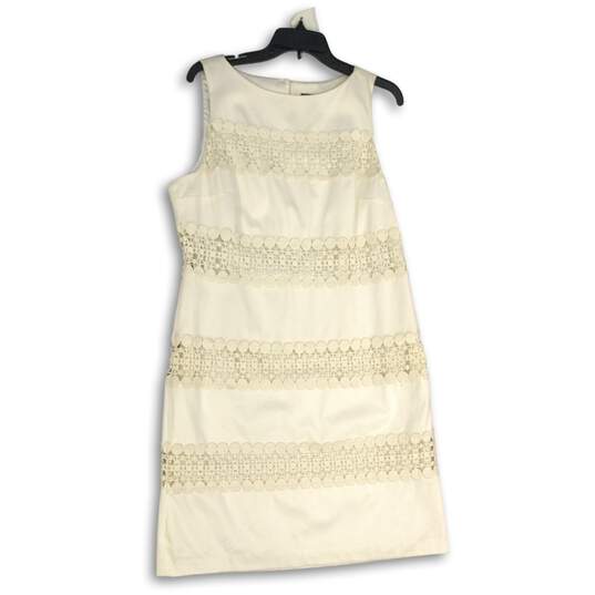 NWT Ann Taylor Womens White Round Neck Sleeveless A-Line Dress Size 14 image number 1